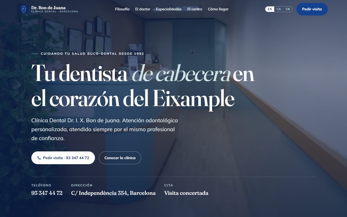 Clínica Dental Dr. Bon de Juana — web rediseñada, en ordenador