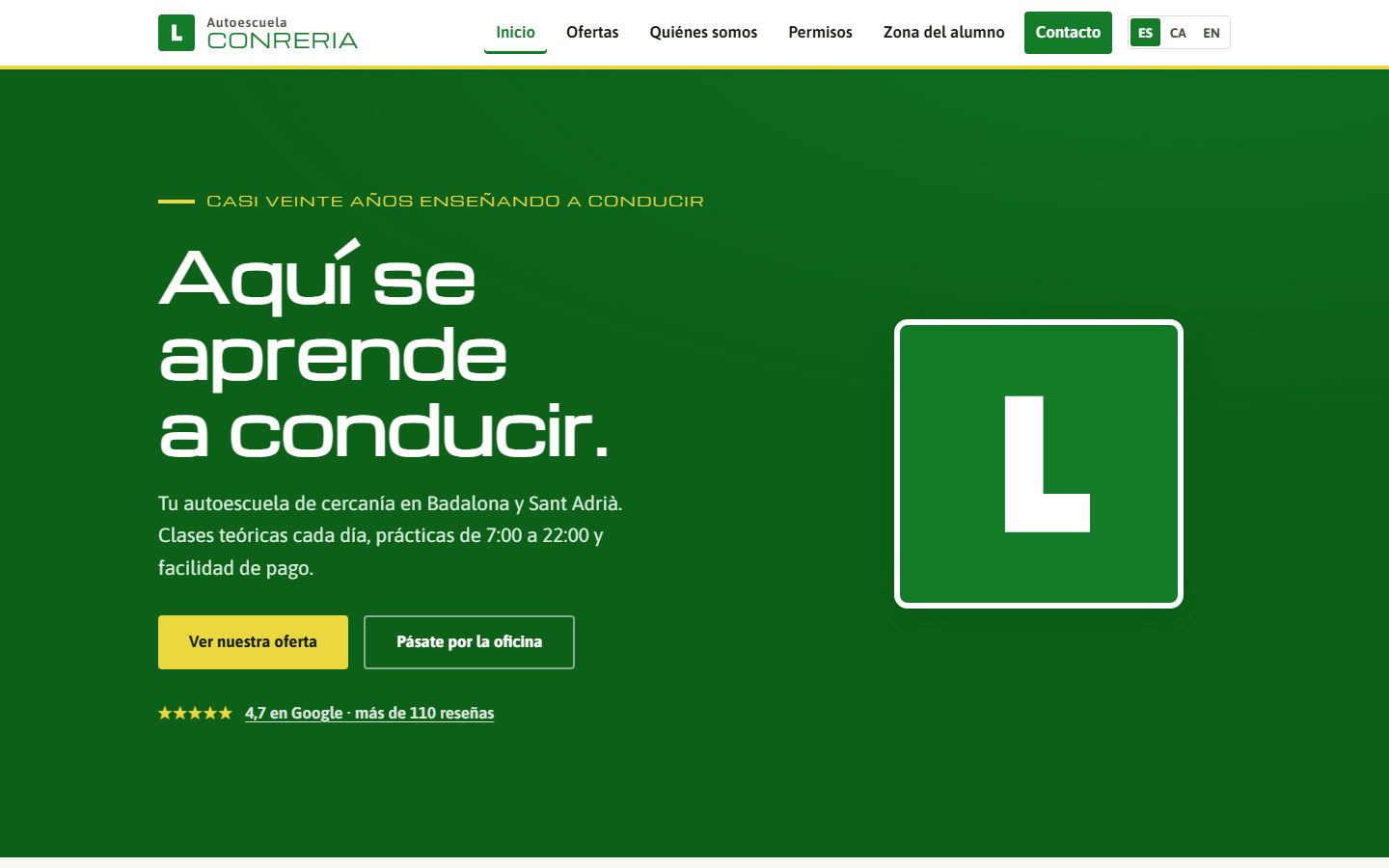 Autoescuela Conreria — web rediseñada, en ordenador