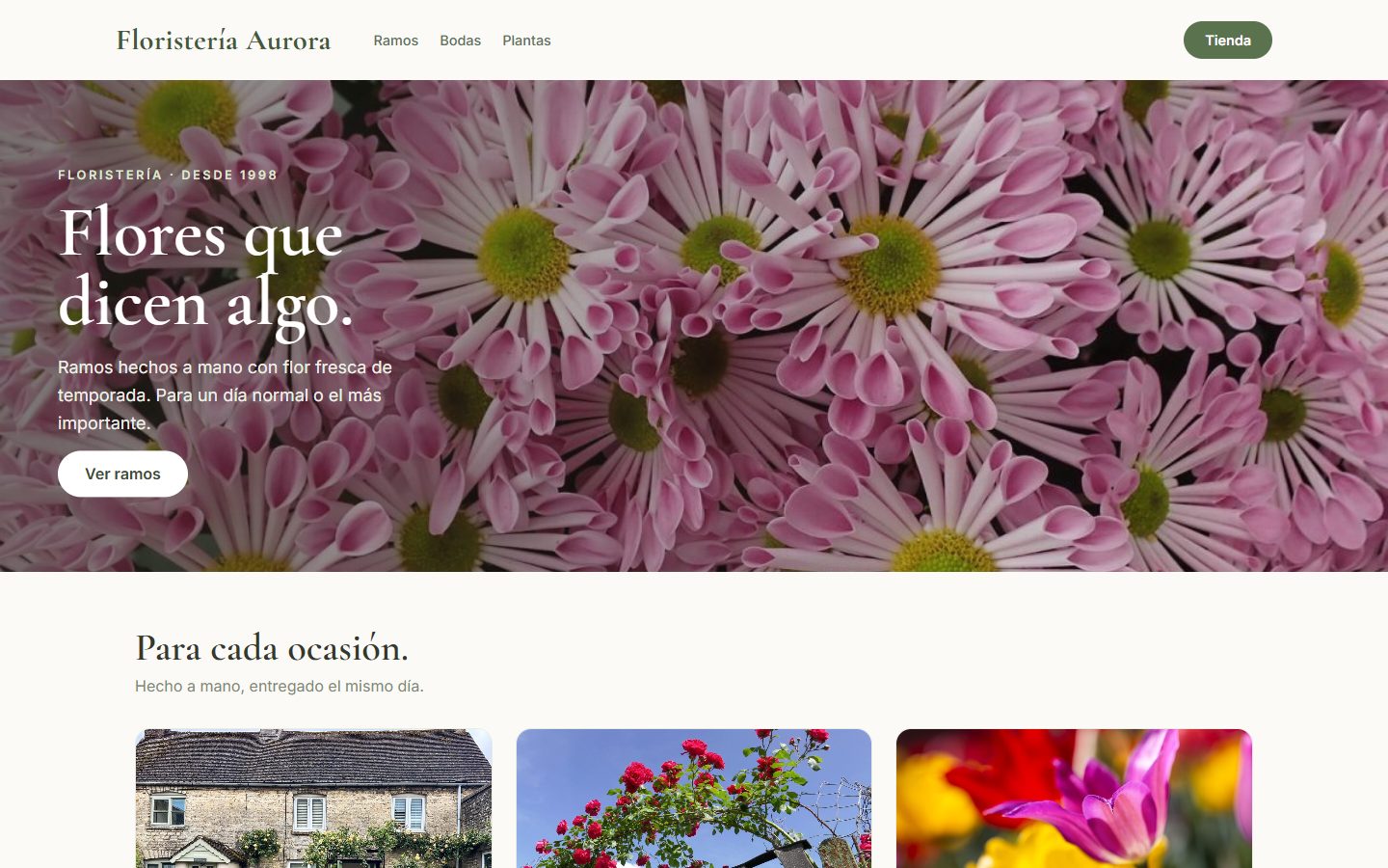 Floristería — web rediseñada, en ordenador