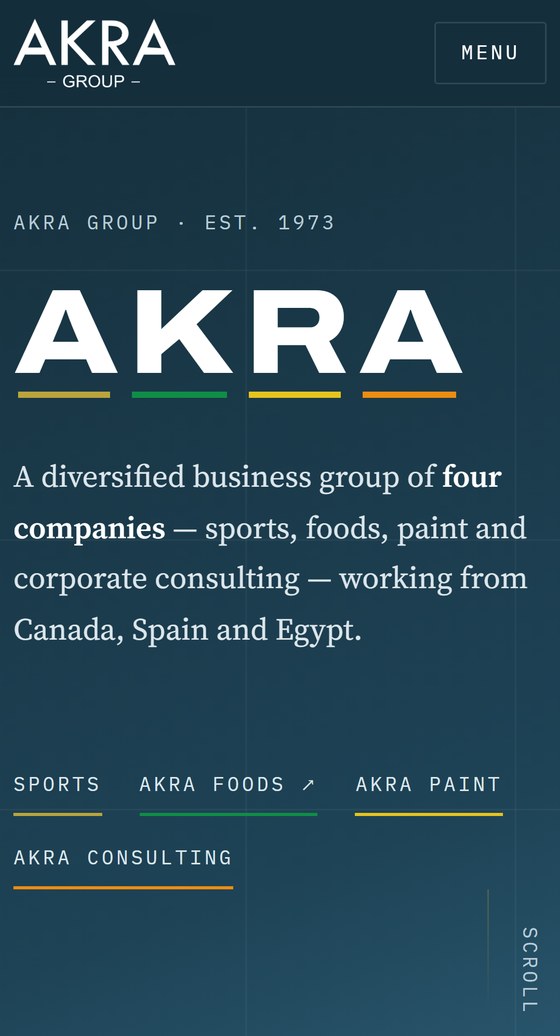 Akra Group — web rediseñada, en móvil